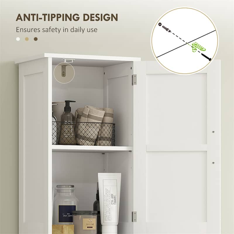 White MDF Tall Bathroom Cabinet with Barn Doors, Drawer and Adjustable Shelves - 15.7" L x 11.8" W x 66.9" H