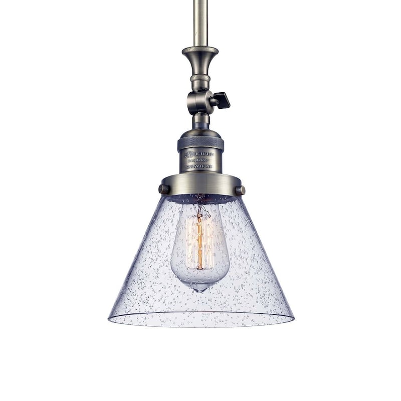 Innovations Lighting Large Cone 8" Wide Adjustable Mini Pendant - Antique Brass / Seedy