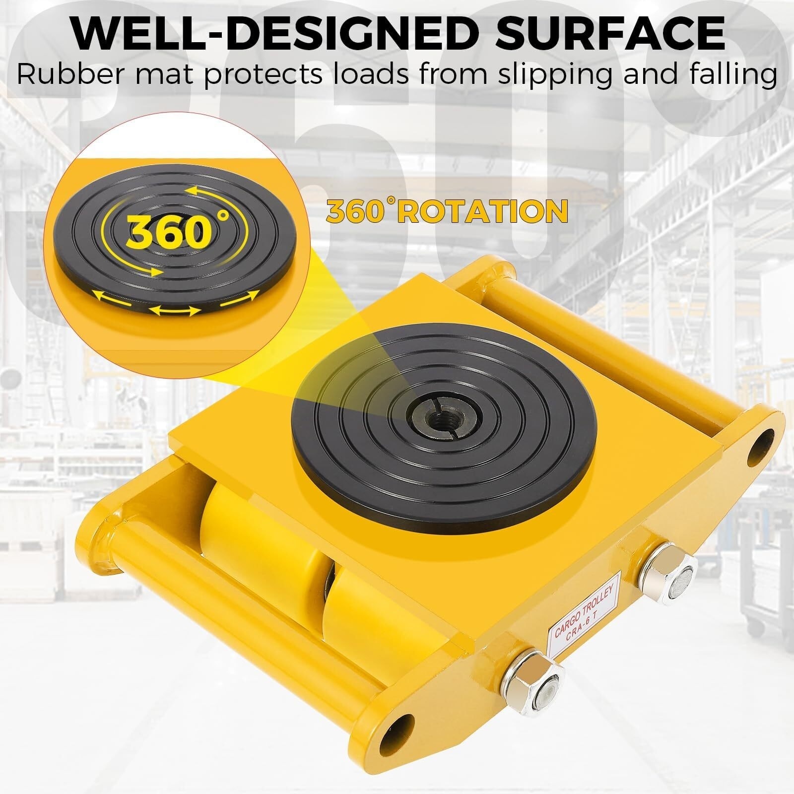 13,228 Lb Capacity Industrial Moving Equipment VEVOR 6-Ton Machine Skate - 13,228 Lbs Capacity Machinery Mover With 360?? Rotation 6 Ton Capacity Skate Dolly - Foto 5