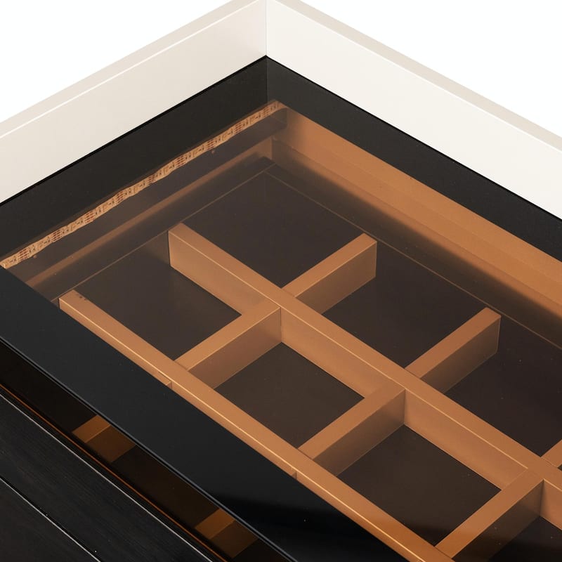 Bluetooth-Controlled 6-Drawer Dresser with Toughened Glass and Arc-Corner Design
