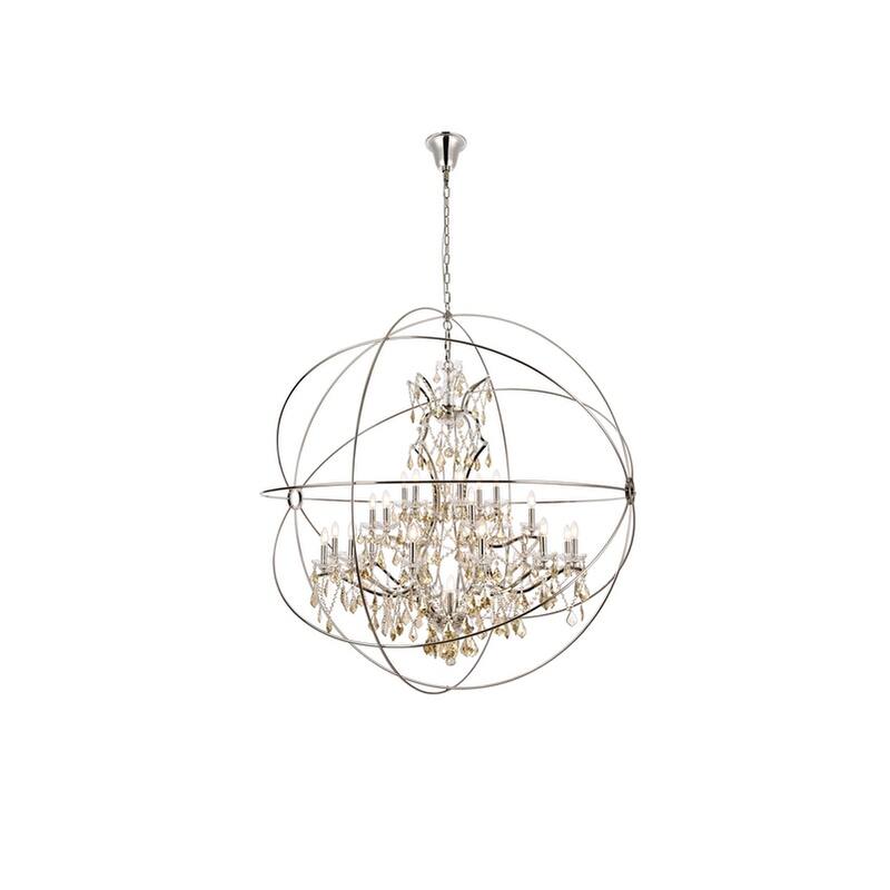 Royce Edge 25-Light Polished Nickel Chandelier - polished nickel (royal cut golden teak crystals)