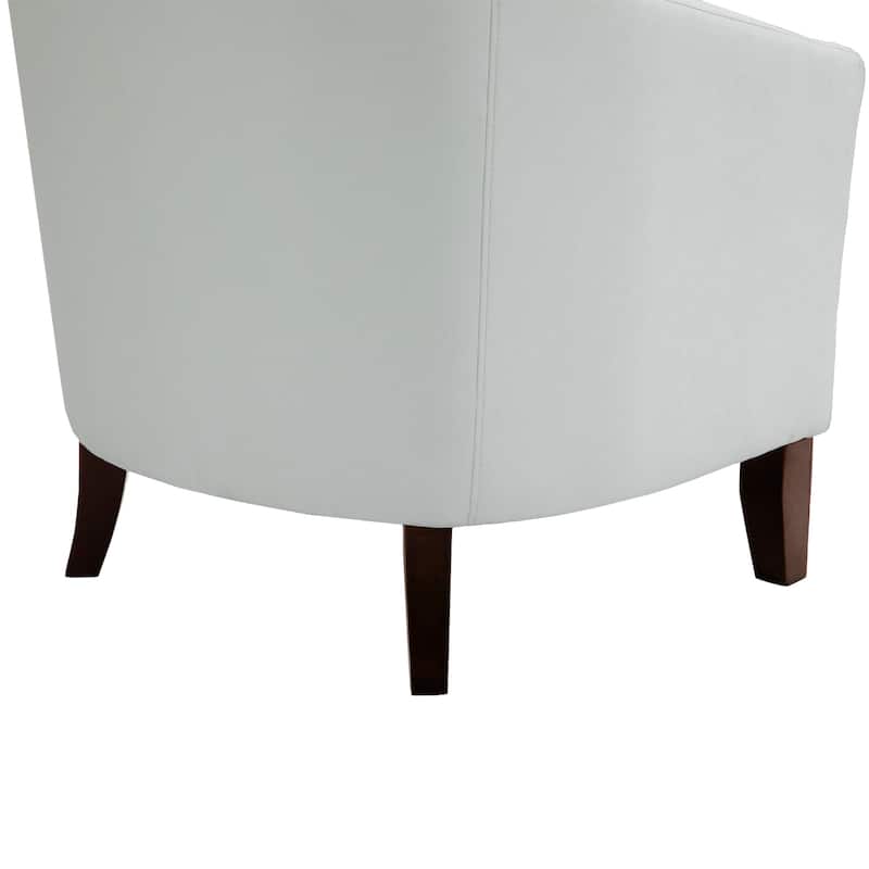 2 Set 29" W Vegan Leather Barrel Accent Chairs with Nailheads Trim