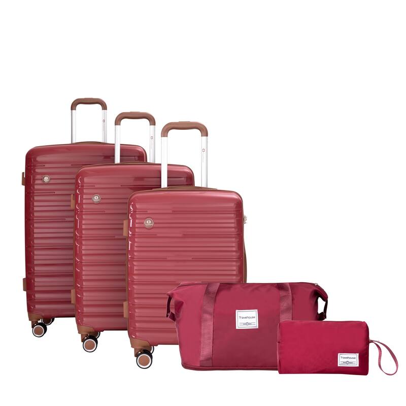 5-Piece Set (20"24"28 +a travel bag and a toiletry bag) ,PP Hardshell Carry on Luggage Set