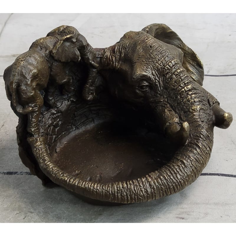 Bronze Metal Imitative Elephant Ashtray Dish Original Handmade Art By Milo