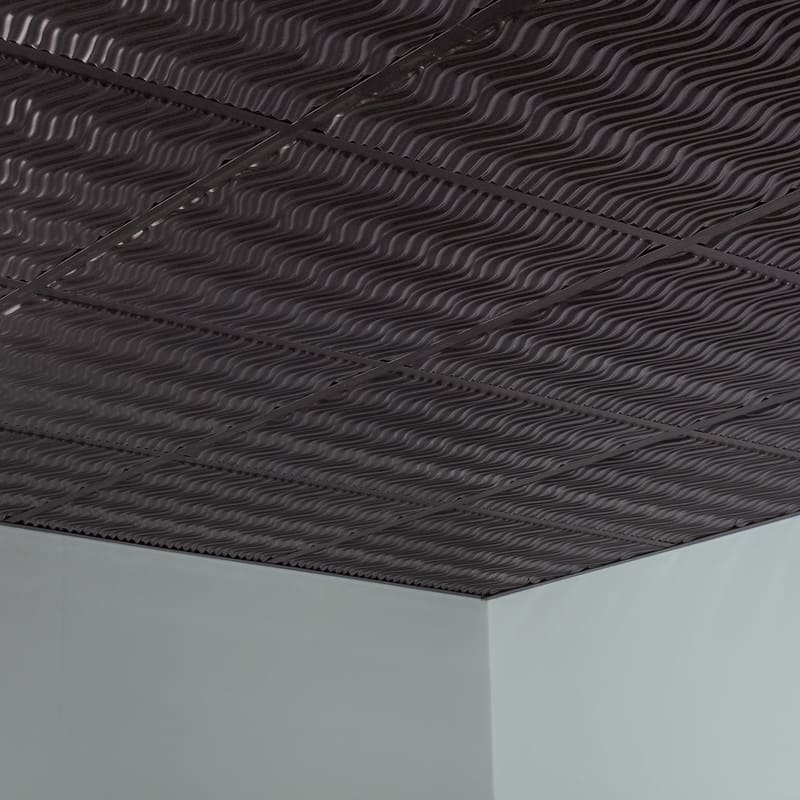 FASÄDE Current Decorative Vinyl 2ft x 2ft Lay in Ceiling Panel in Smoked Pewter (5 Pack)