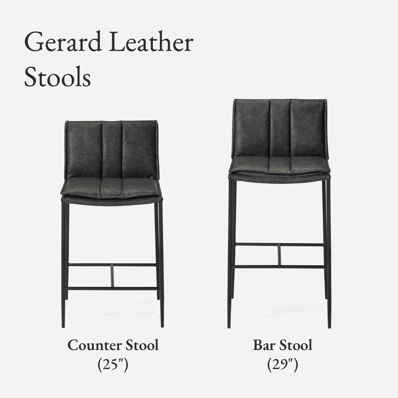 Maven Lane Gerard Bar Metal & Vegan Leather Kitchen Dining Stool