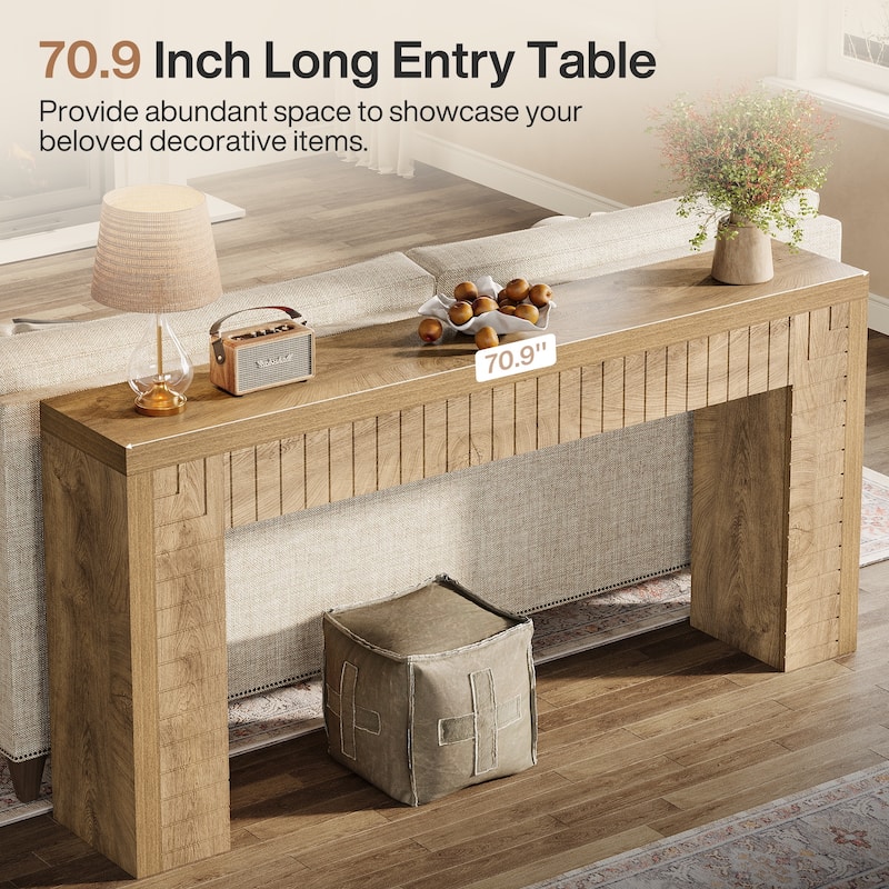 70.9" Long Farmhouse Console Sofa Table Behind Couch - 11.4" D x 70.9" W x 33.4" H