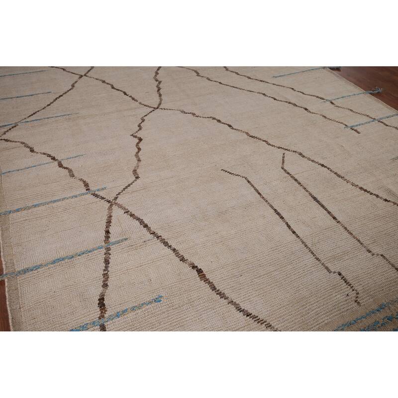 Earth Tone Moroccan Modern Rug Hand-Knotted Contemporary Wool Carpet - 7'9"x 11'8"