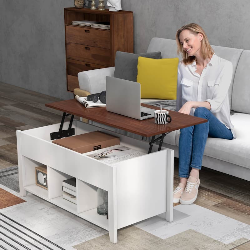 Costway Lift Top Coffee Table w/ Hidden Compartment and Storage