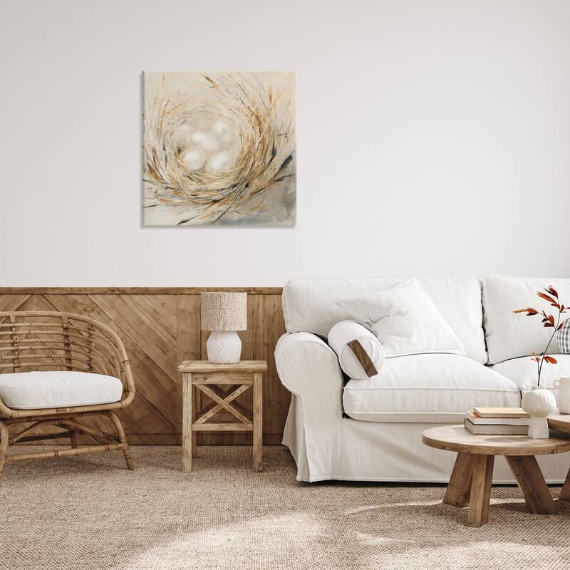 Stupell Abstract Baby Bird Egg Nest Countryside Animals Canvas Wall Art - Multi-Color