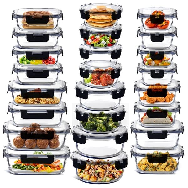 Eatex Glass Food Storage Containers with Lids - 24 Pack