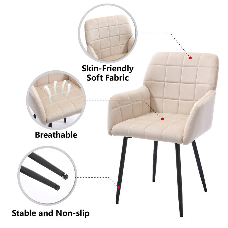 Modern Velvet Kitchen Dining Chairs with Cushions, Armrests, Non Slip for Dining Room Kitchen Living Room Bedroom