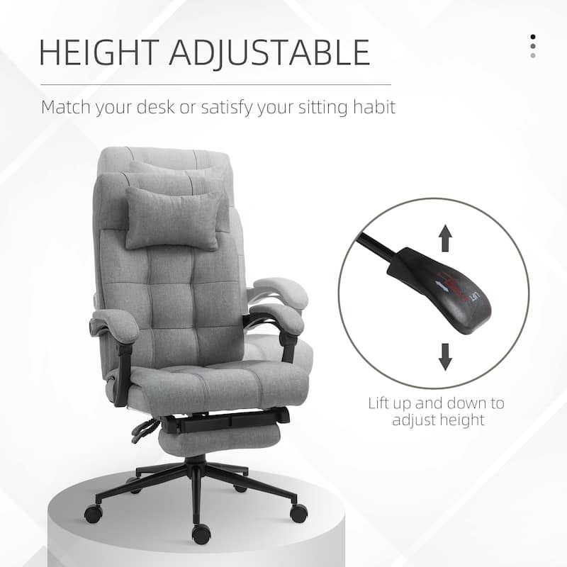 Ergonomic Office Chair with Reclining Backrest Headrest and Retractable Footrest - 26" W x 27.5" D x 45.75"-48.75" H