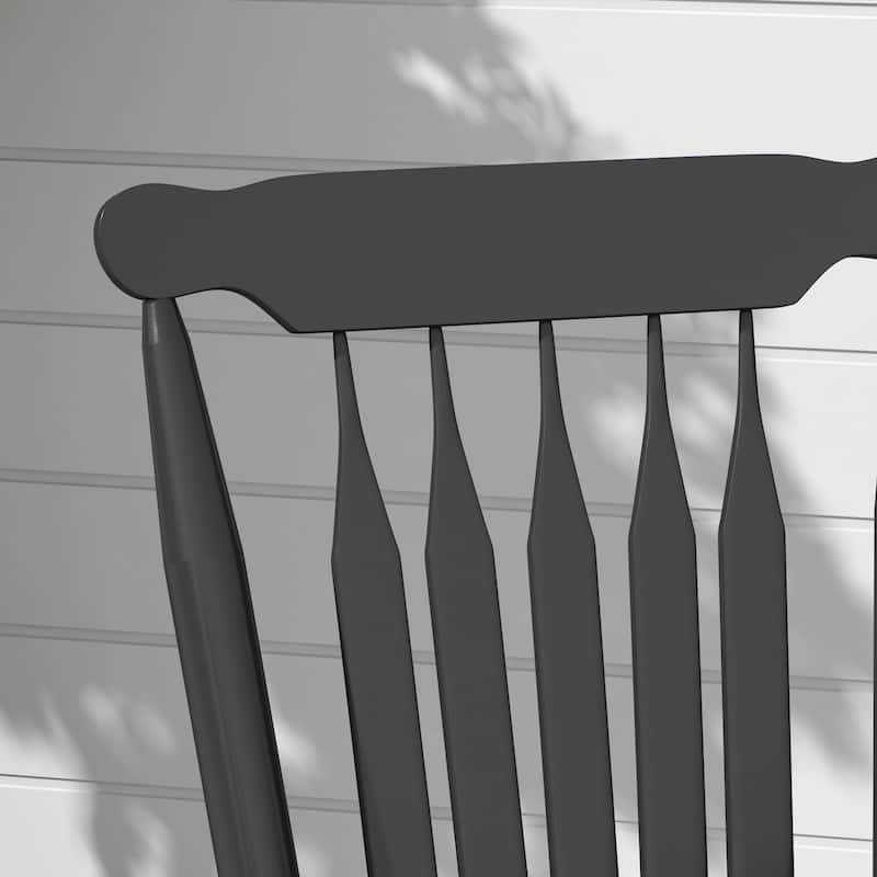 High Back Wood Rocking Chair, All Weather Patio Rocking Chair, 350lbs Weight Capacity for Deck, Porch, Backyard, Garden