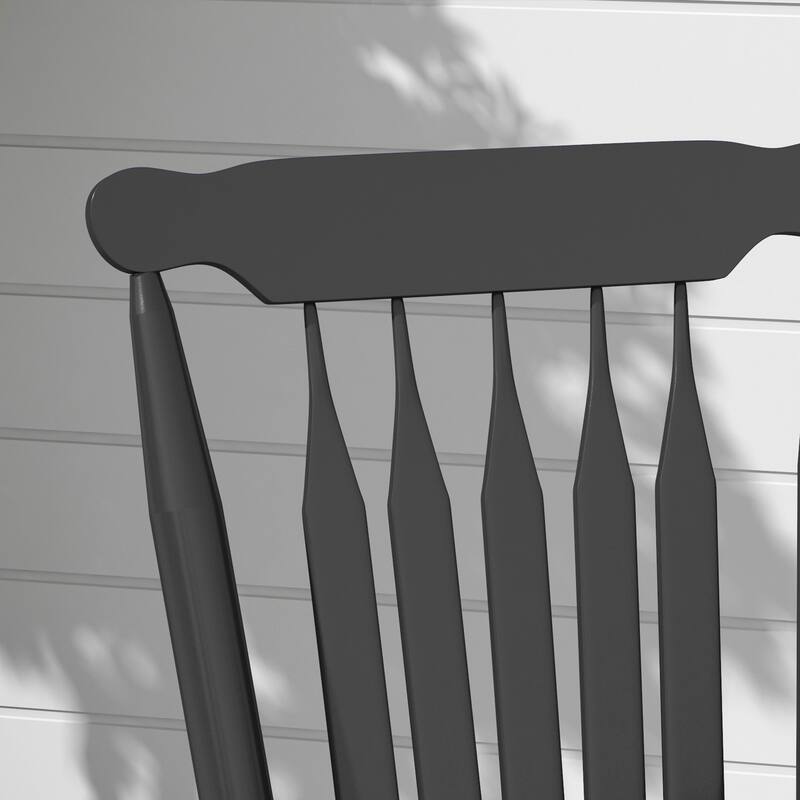 Outsunny Outdoor Wood Rocking Chair, 350 lbs. Porch Rocker with High Back for Garden, Patio, Balcony