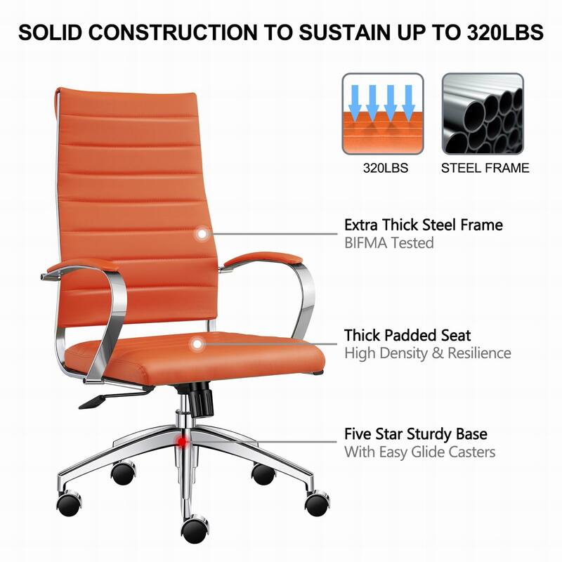 LUXMOD® Office Chair Faux Leather Silver Frame Adjustable and Swivel