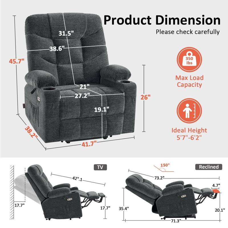Power Lift Recliner Chair for Elderly, Fabric