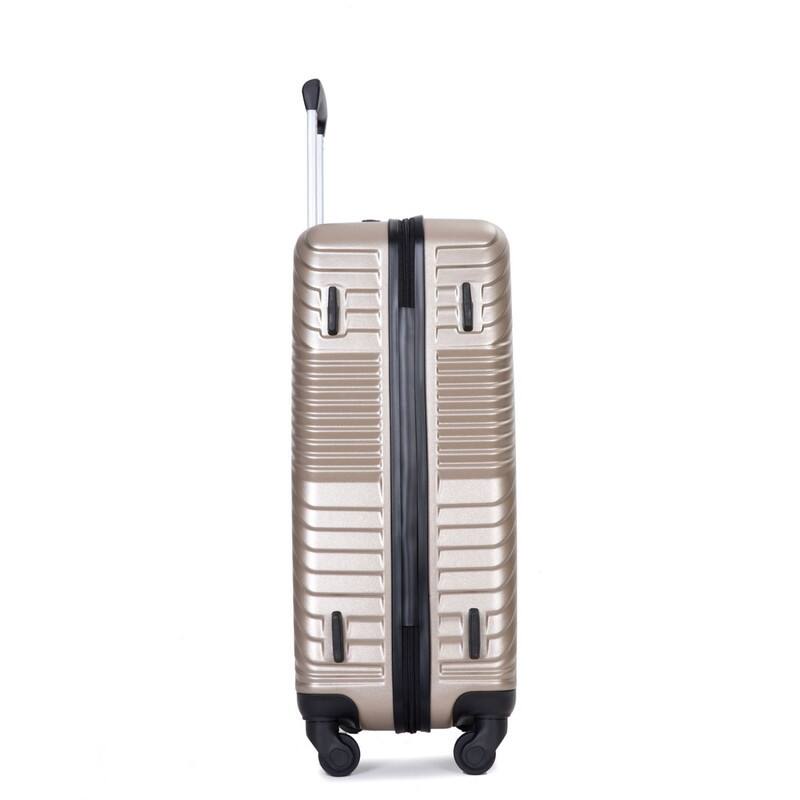 3 Piece PC+ABS Suitcase Luggage Sets with Two Hooks and Spinner Wheels,Gold