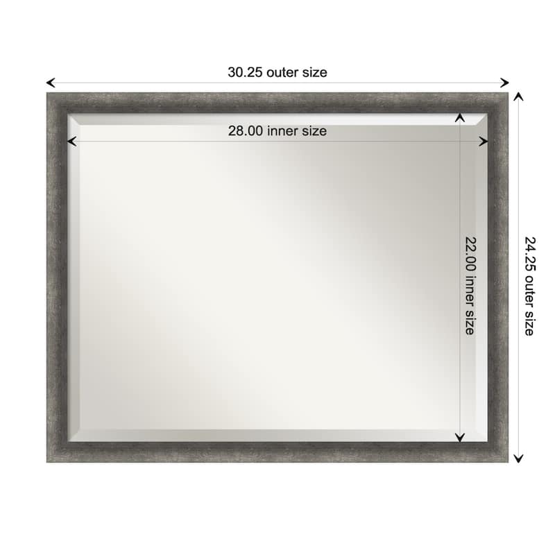 Burnished Concrete Narrow Beveled Wood Framed Bathroom Vanity Wall Mirror - Burnished Concrete Narrow - Glass Size 28x22