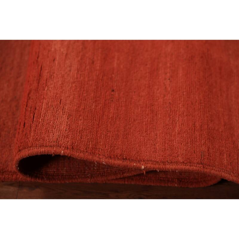 Striped Orange Gabbeh Modern Area Rug Hand-Knotted Wool Carpet - 6'6" x 9'10"