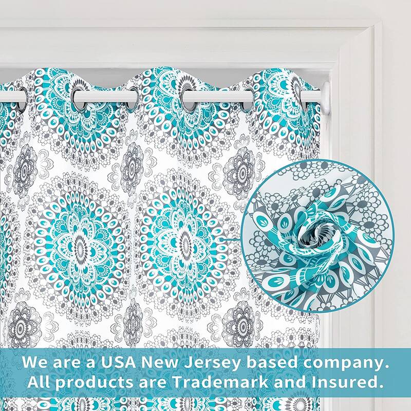 DriftAway Bella Medallion Printed Room Darkening Grommet Window Curtain Panel Pair