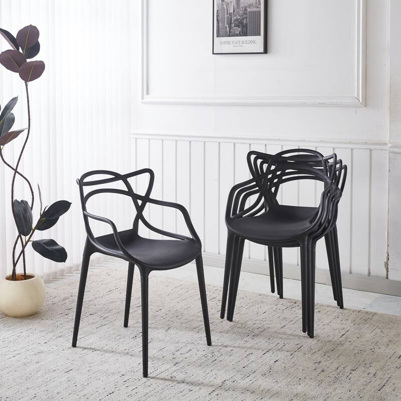 20.47" Plastic Stackable Dining Chair, Set of 4