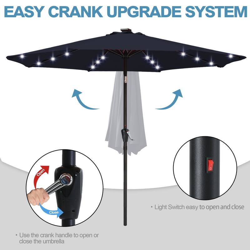 ABCCANOPY 7.5FT Outdoor Patio Solar Umbrella with 24LED Lights