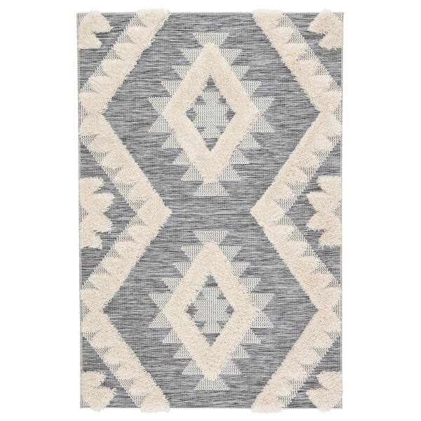 Zayne Indoor Outdoor Geometric Gray Cream Area Rug On Sale Overstock 26481519