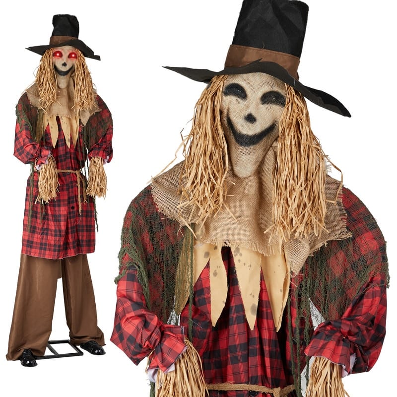 8.2Ft Scarecrow Halloween Animatronic With Sound Activated - Black