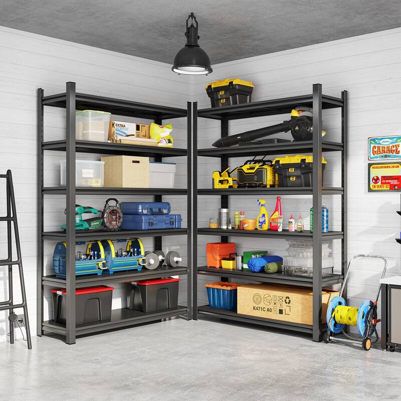 Garage Storage Rack, 6-Story Metal Shelves, Adjustable Partition ...