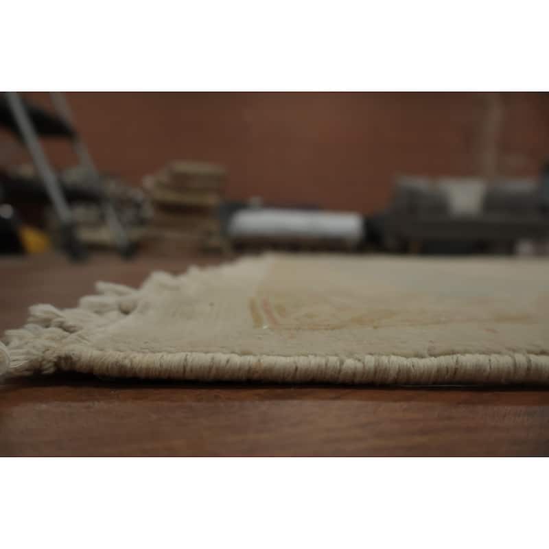 Hand Knotted Oriental 100% Wool Carpet Transitional All-Over Beige & Ivories Oushak Area Rug - 13' 1'' X 10' 0''