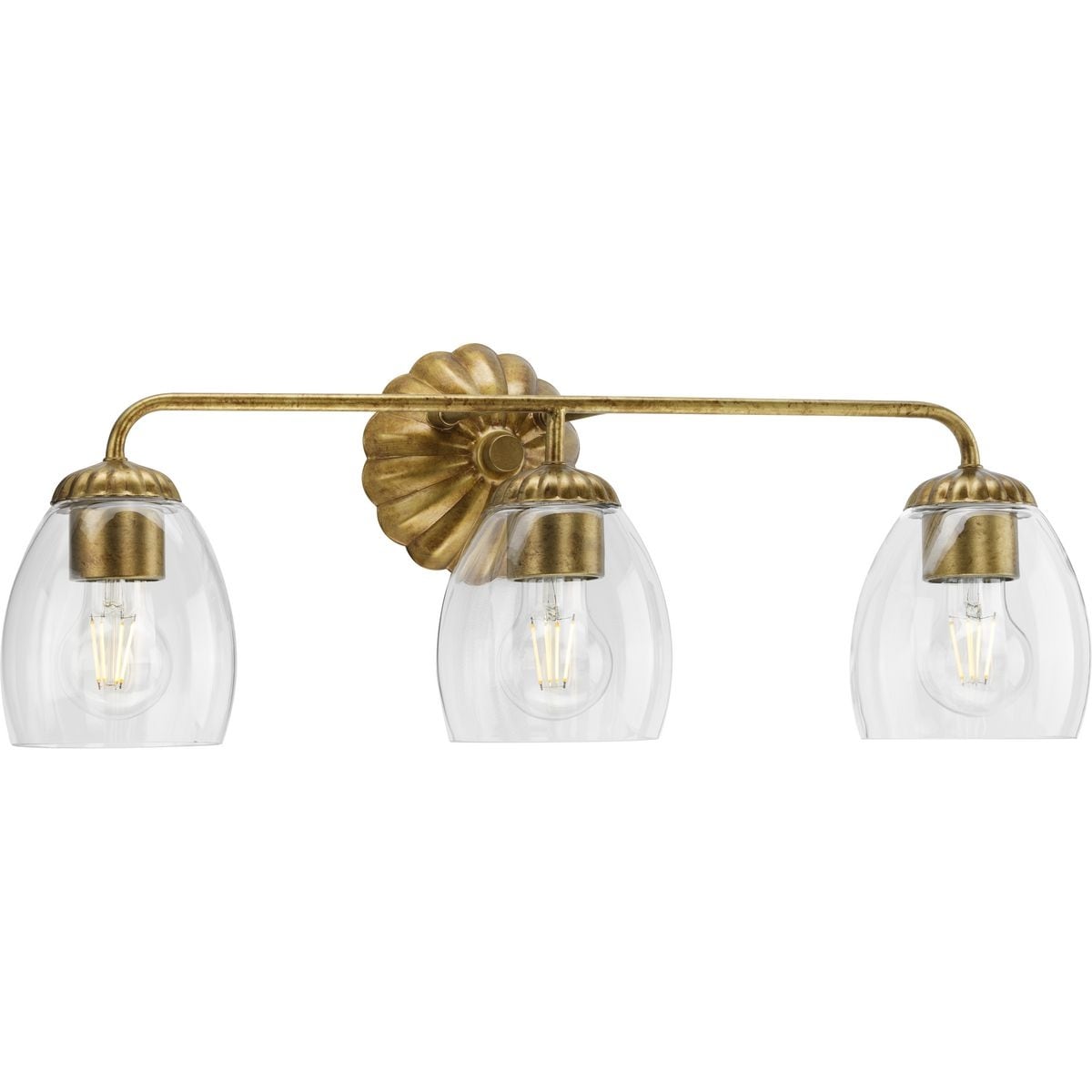 Quillan Collection Three-Light Soft Gold Transitional Bath & Vanity Light - 23.87 in x 6.62 in x 8.5 in