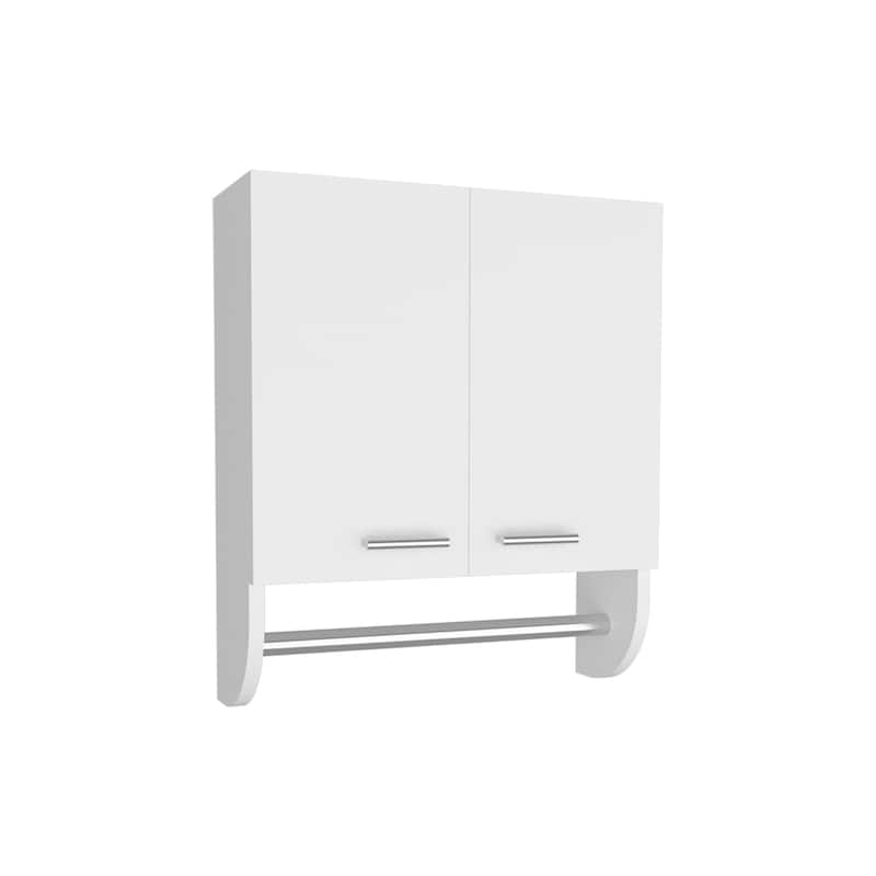 Space-Saving Wall-Mounted Medicine Cabinet with 2 Shelves and 2 Doors, White Finish, Compact Design