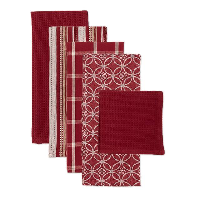DII Assorted Kitchen Dishtowel & Dishcloths (Set of 5)
