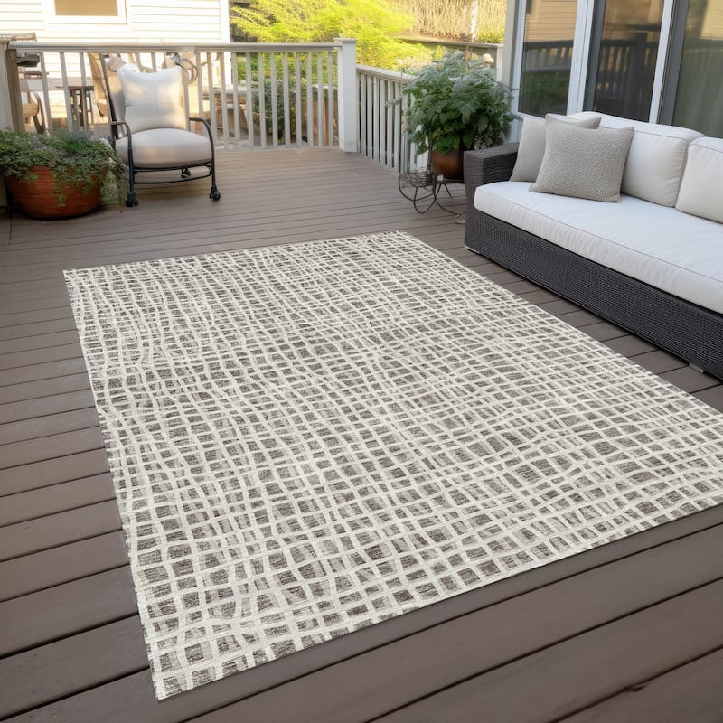 Machine Washable Indoor/ Outdoor Chantille Abstract Modern Rug