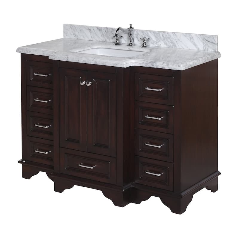 KitchenBathCollection Nantucket 48" Bathroom Vanity with Carrara Marble Top