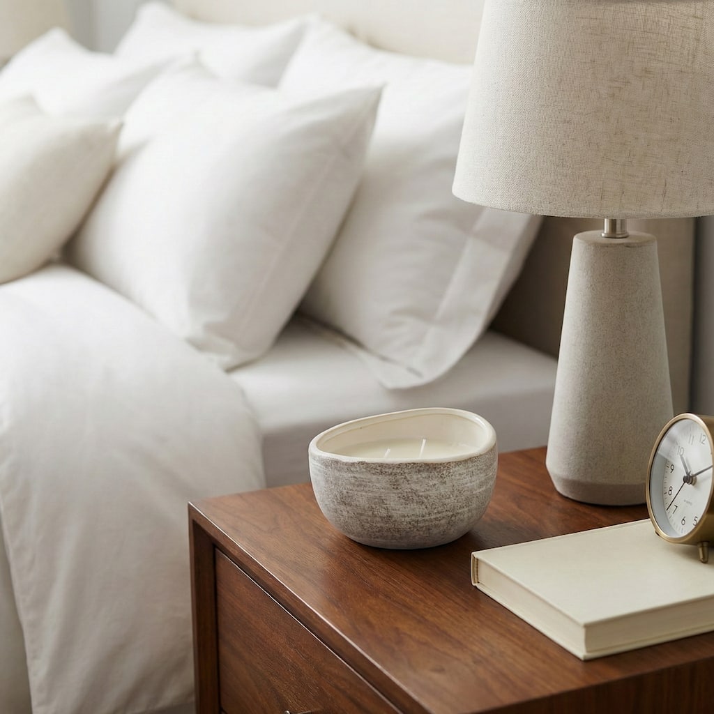 Decorative Textured Ceramic Magnolia and Lily Scented Candle