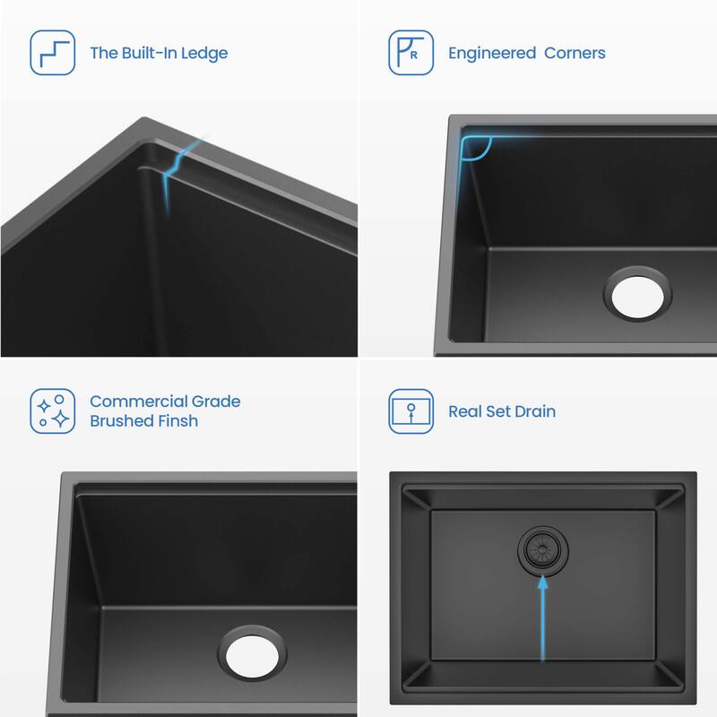 25" Undermount Workstation Single Bowl Quartz Kitchen Sink