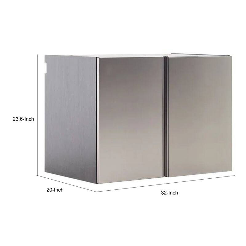 Osy Wall Mounted Storage Garage Cabinet, 2 Shelves, Double Door, Gray