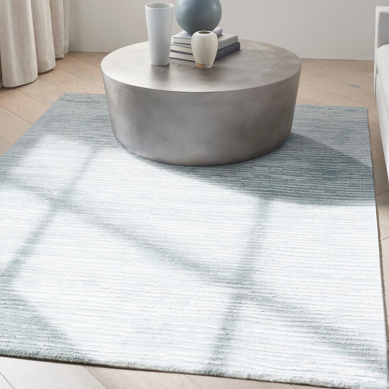 Calvin Klein Linear Modern Textured Shimmer Shag Area Rug - 5' 3" x 7' 3" - Light Blue - Rectangle