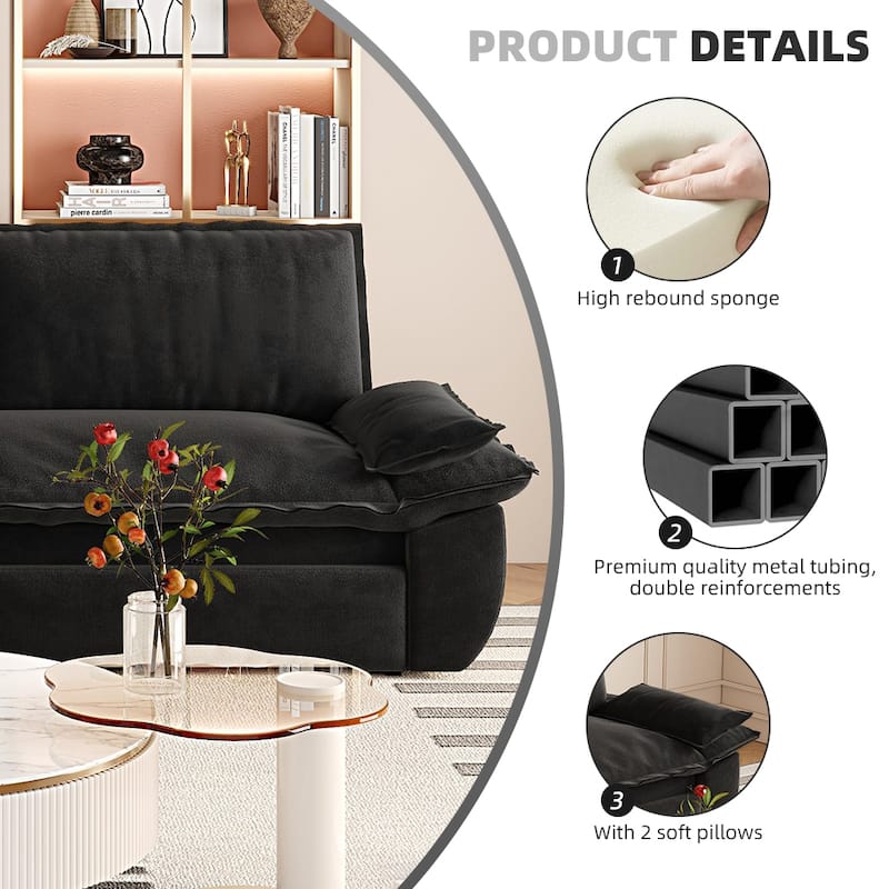 73.2" Queen 3-in-1 Convertible Sleeper Sofa Bed