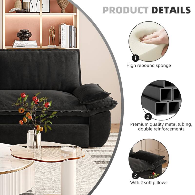 Versatile 3-in-1 Queen Size Velvet Pull-Out Sofa Bed with Chaise Lounge, Durable Steel Frame, Convertible Sleeper Loveseat