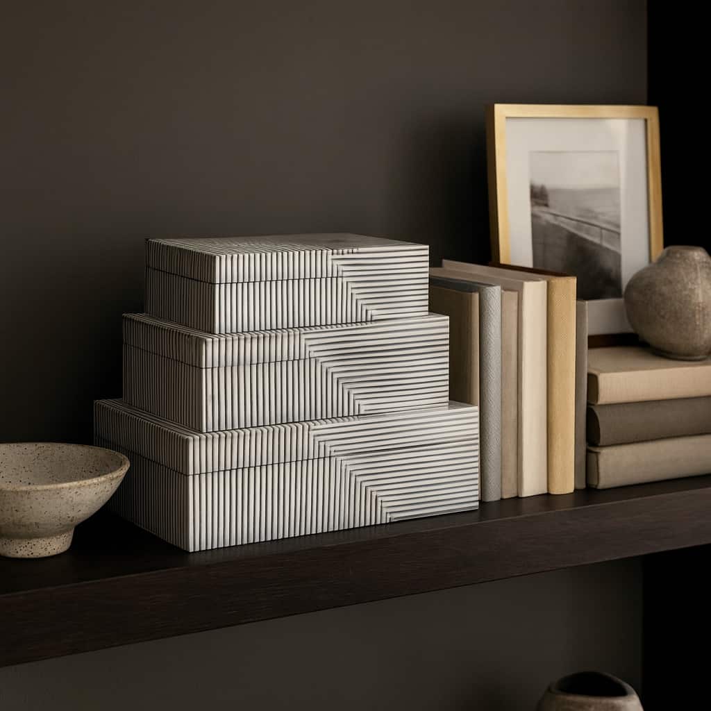 Decorative Box with Lid - Set of 3, 10", 11", 12", Black - 12.0"