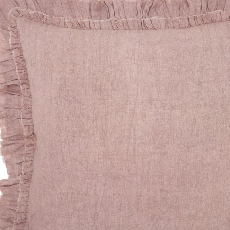 HomeRoots 24" Pink Pillow With Ruffled Edges