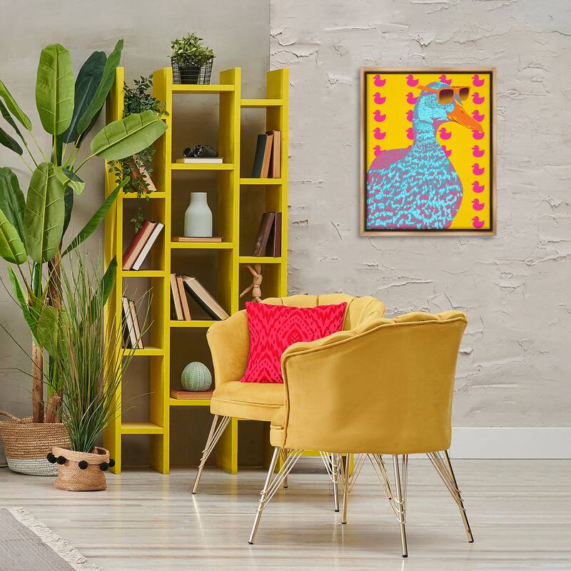 Stupell Quirky Vibrant Goose Framed Floater Canvas Wall Art Design By Marcus Prime