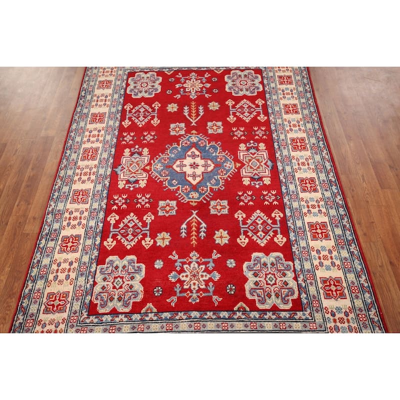 Traditional Red Kazak Oriental Area Rug Handmade Wool Carpet - 4'9" x 7'4"