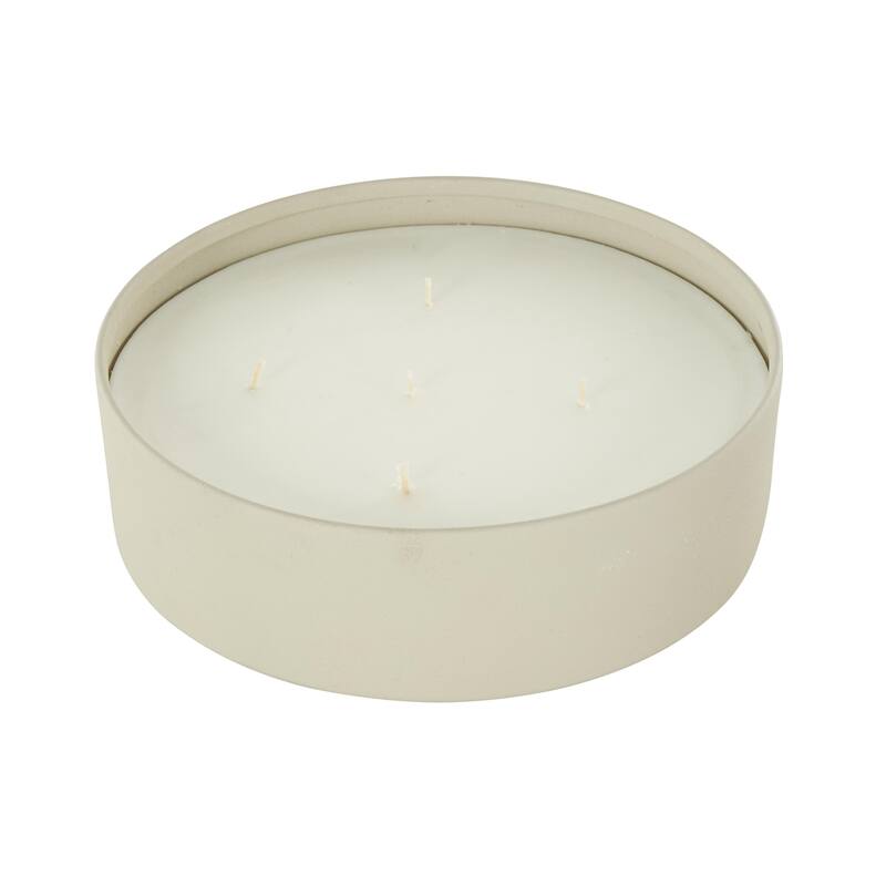 Cream, Black or Beige Metal Scented Textured 59oz 5 Wick Decorative Candle with White Wax