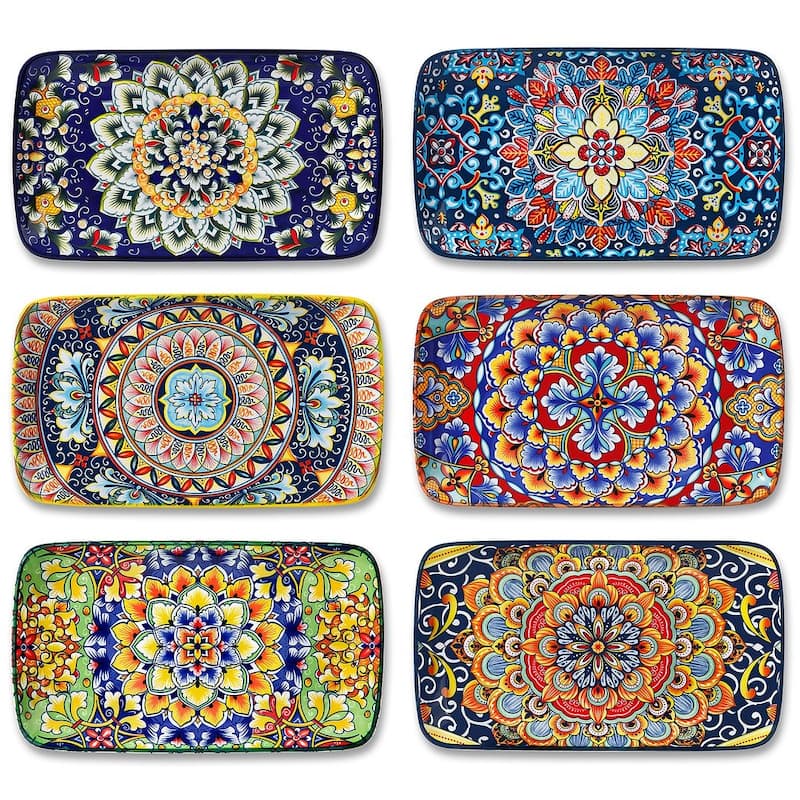 vancasso SIMI 6-Piece Bohemian Style Porcelain Sushi Plates Set