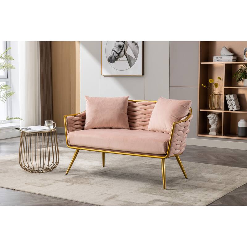 luxhomez Velvet Accent Chair Armsofa Tufted Sofa with Metal Frame for Living Room Bedroom Office Balcony Beige