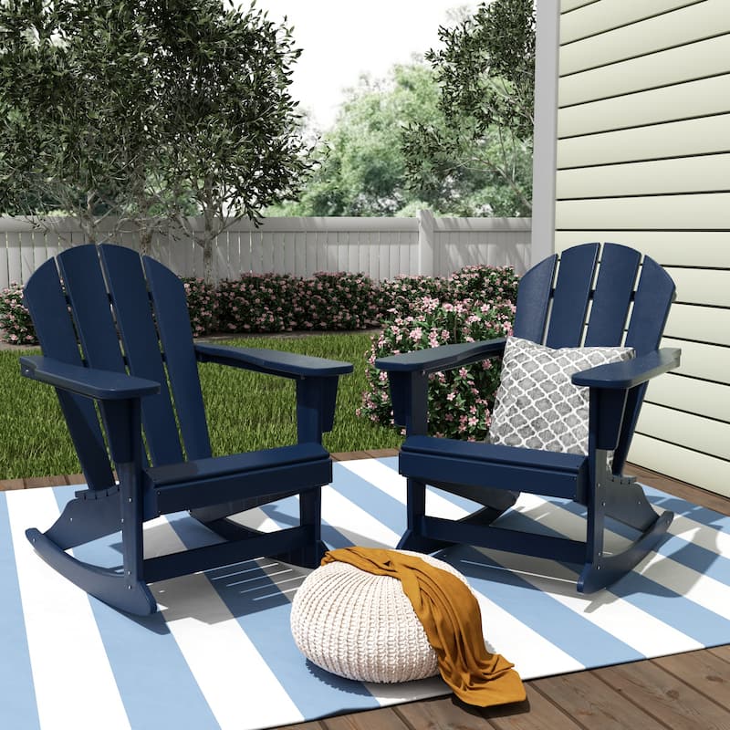 Polytrends Laguna Hdpe All Weather Outdoor Patio Rocking Chair (Set of 2) - Navy Blue